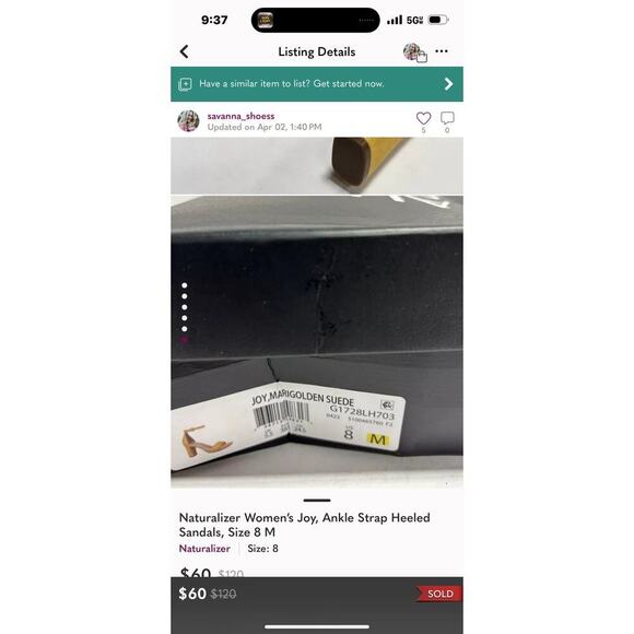 Naturalizer Women's Mari Golden Joy Block Heel Ankle Straps Sandals Size 7 - Picture 4 of 9